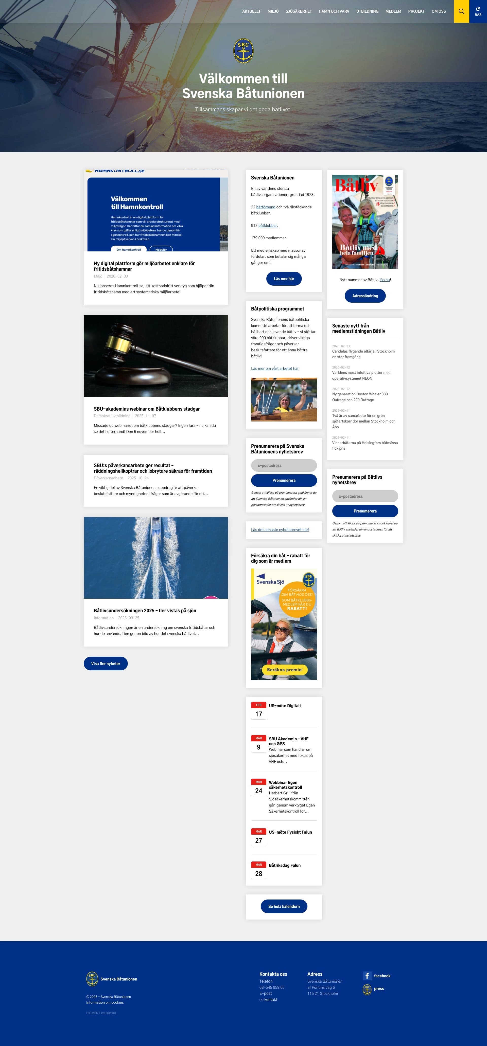 Bild på Digialbyrå projekt hela hemsidan - Svenska Båtunionen
