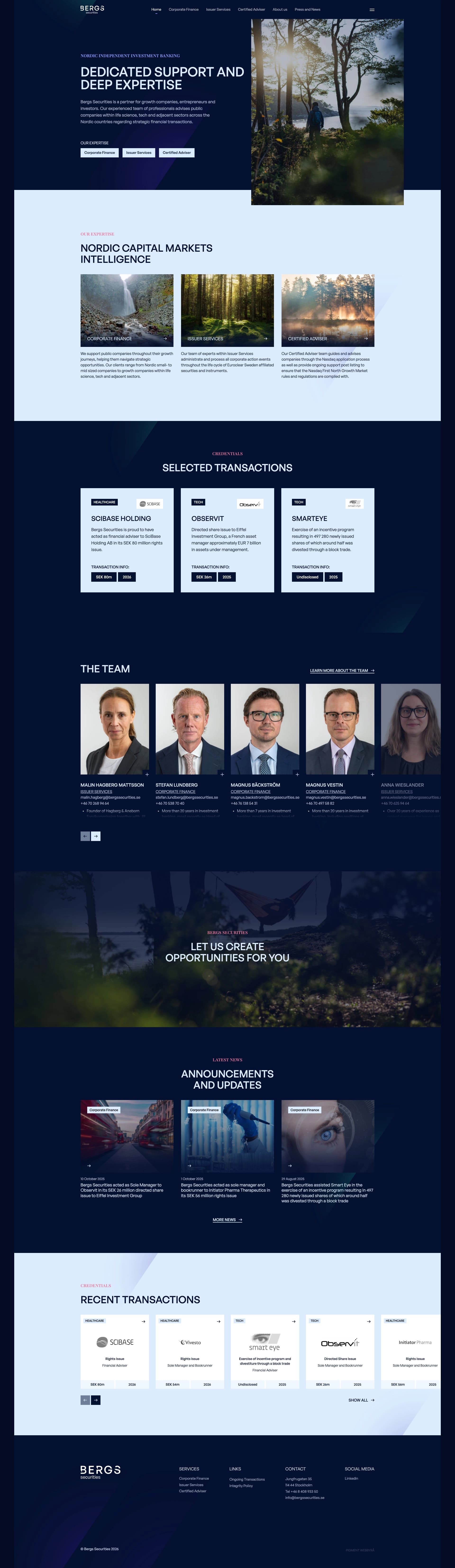 Bild på Digialbyrå projekt hela hemsidan - Bergs Securities