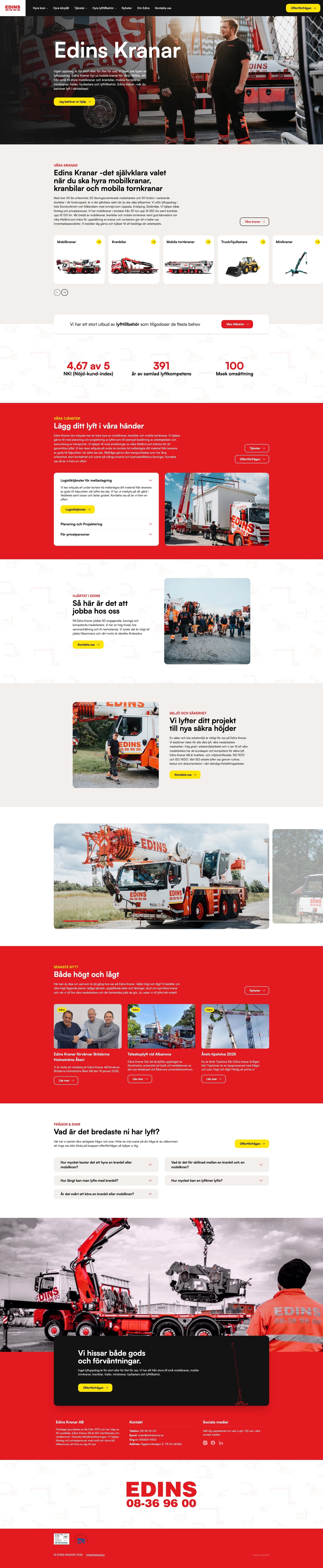 Bild på Digialbyrå projekt hela hemsidan - Edins Kranar