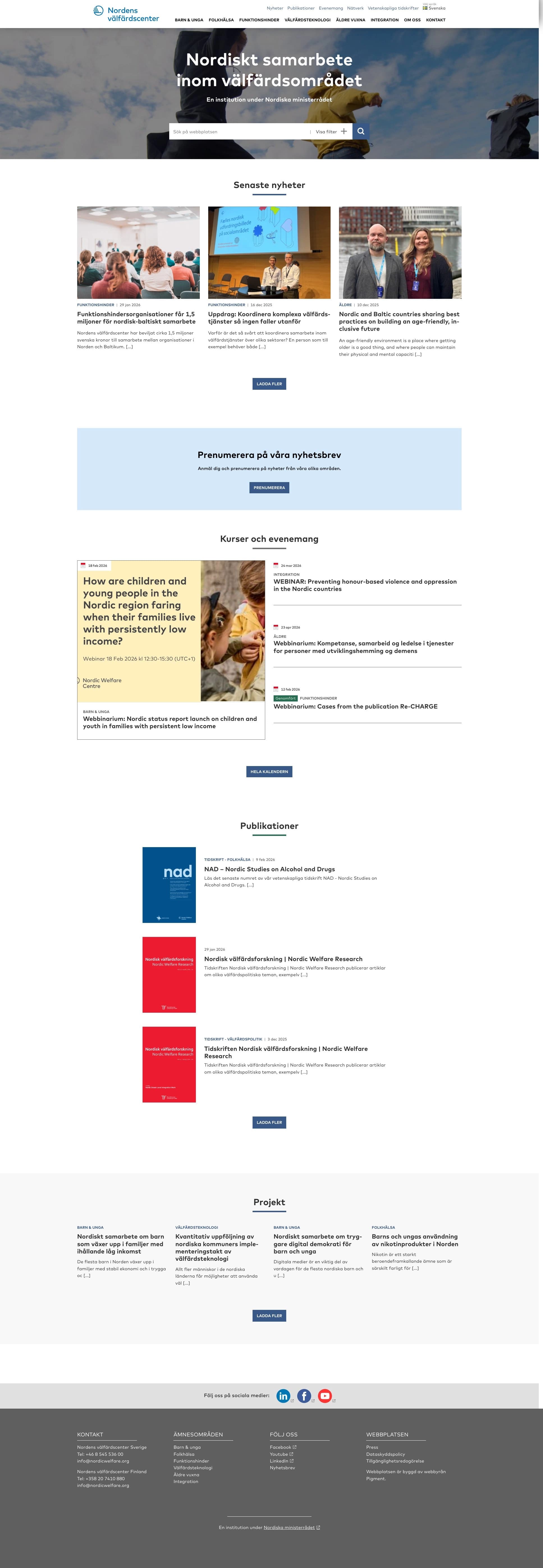 Bild på Digialbyrå projekt hela hemsidan - Nordens välfärdscenter