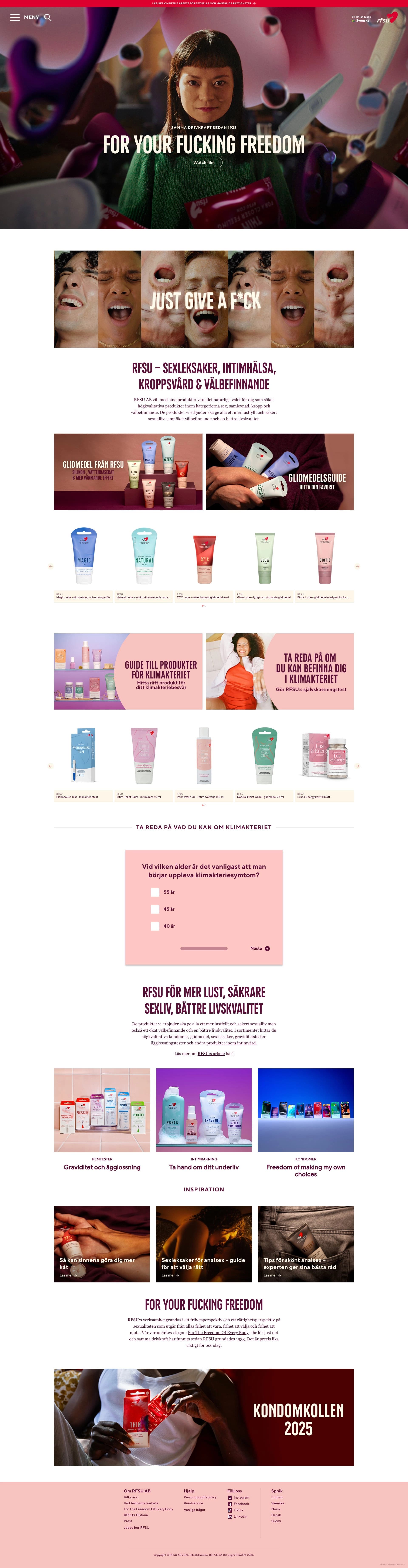 Bild på Digialbyrå projekt hela hemsidan - RFSU FemCare Menopause Quiz