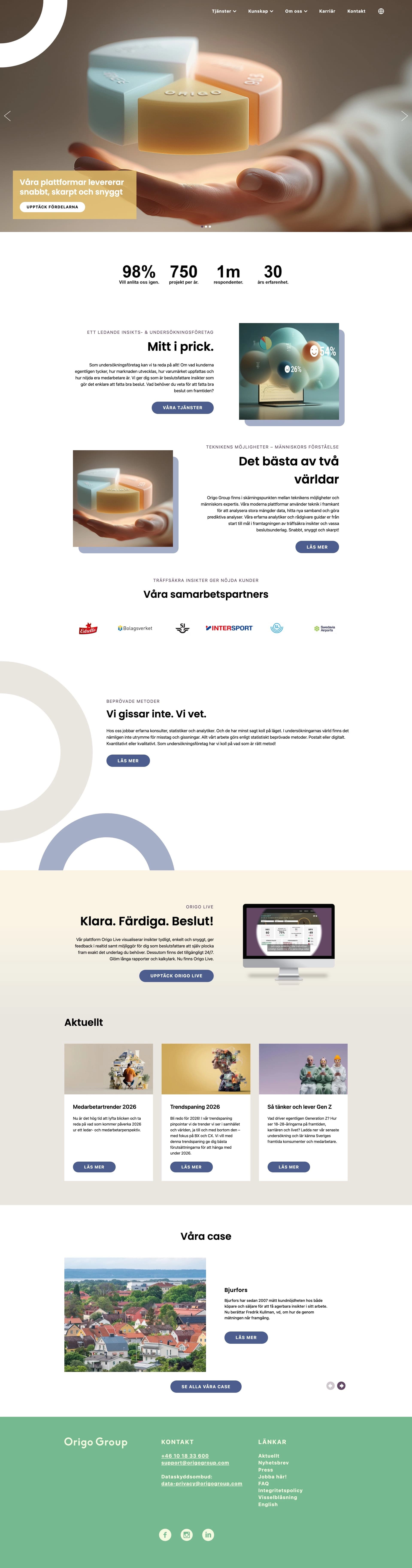 Bild på Digialbyrå projekt hela hemsidan - Origo Group