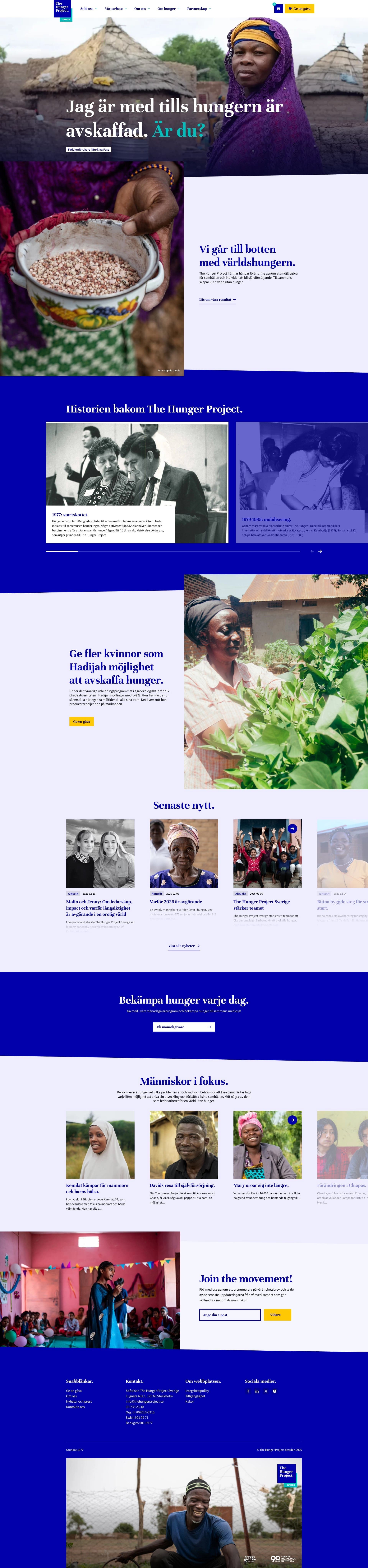 Bild på Digialbyrå projekt hela hemsidan - The Hunger Project